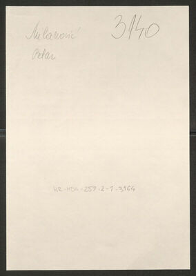 Milanović, Petar, 8.7.1900. Policijski karton