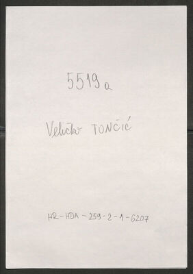 Tončić, Veličko, 32 godine. Policijski karton