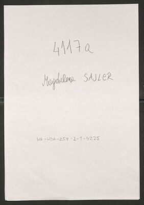 Sajler, Magdalena, 1925. Policijski karton