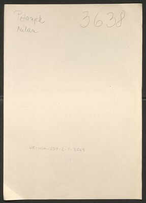 Petanjek, Milan, 16.9.1919. Policijski karton