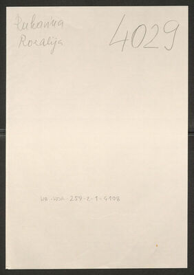 Rukavina, Rozalija, 21.4.1891. Policijski karton