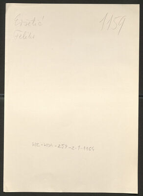 Eršetić, Feliks, 28.4.1903. Policijski karton