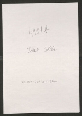 Sabol, Tomo, 1899. Policijski karton