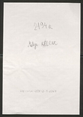 Kelenc, Matija, 1894. Policijski karton