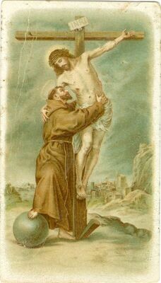 Sveti Franjo Asiški grli Isusa na križu prema slici Bartoloméa Estebana Murilla