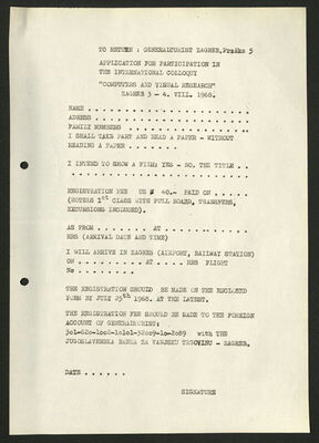 Prijavnica za sudjelovanje na internacionalnom kolokviju Kompjuteri i vizuelna istraživanja