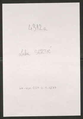 Sertić, Luka, 1890. Policijski karton