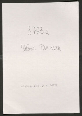 Ponikvar, Božica, 6.7.1926. Policijski karton