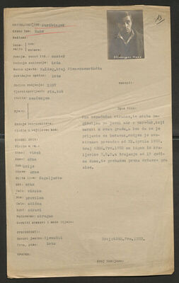 Ströbinger, Maks, 1897. Policijski karton