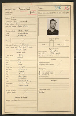 Savatović, Janko, 24.6.1915. Policijski karton