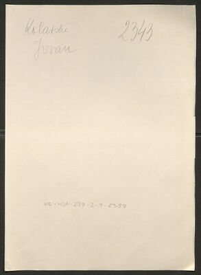 Kolarski, Jovan, 17.8.1907. Policijski karton