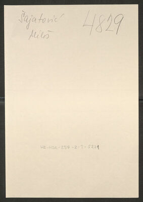 Šajatović, Miloš, 1904. Policijski karton