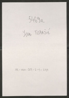 Tomašić, Ivan, 11.5.1909. Policijski karton