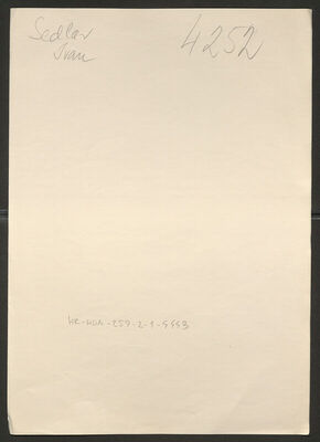 Sedlar, Ivan, 22.5.1917. Policijski karton