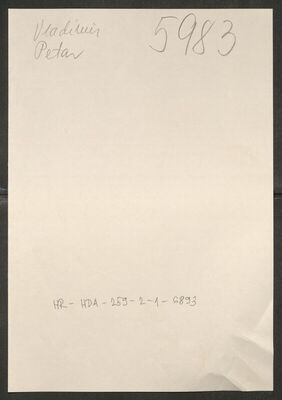 Vladimir, Petar, 1914. Policijski karton