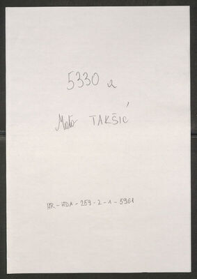 Takšić, Mato, 1865. Policijski karton