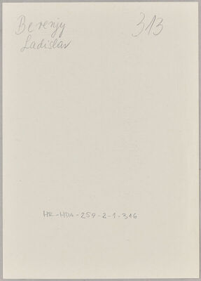 Berenjy, Ladislav, 10.9.1908. Policijski karton