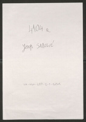 Sabolić, Josip, 1901. Policijski karton