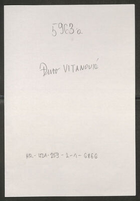 Vitanović, Đuro, listopad 1874. Policijski karton