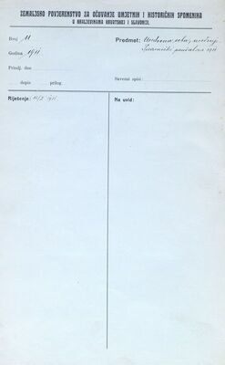 Ured, uređenje. pisarnički paušal za 1911. godinu