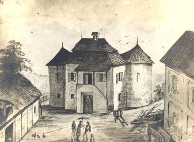 Kostel Pribićki - Dvor Kukuljević, akvarel