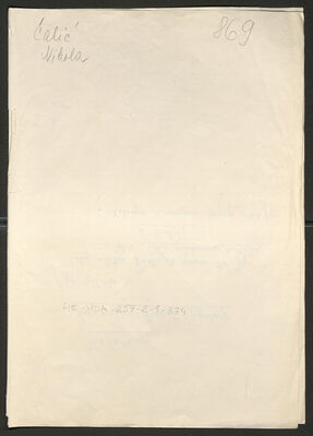 Ćalić, Nikola, 2.1.1909. Policijski karton