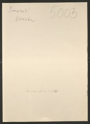 Šimunić, Nevenka rođ. Šneler, 27.4.1914. Policijski karton