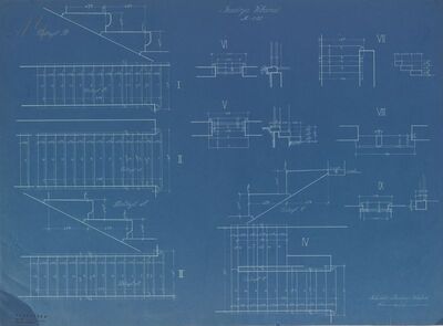 Vila Vrbanić, stubišta: 1. tlocrti, 2. presjeci, 3. detalji