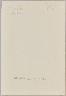 Benički, Antun, 1.3.1911. Policijski karton