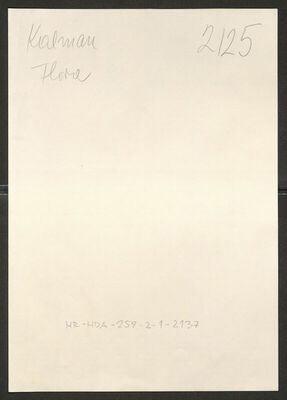 Kalman, Flora, 28.12.1882. Policijski karton