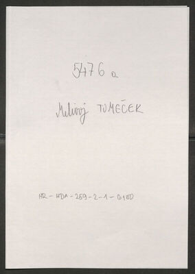 Tomeček, Milivoj, 17.9.1925. Policijski karton