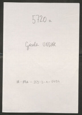 Ungar, Gizela, 8.1.1881. Policijski karton