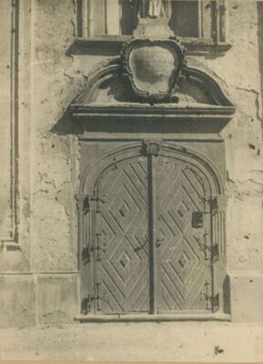 Varaždin - Župna crkva sv. Nikole, pročelje, kartuša s natpisom