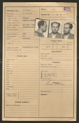 Šimek, Viktor, 4.5.1907. Policijski karton