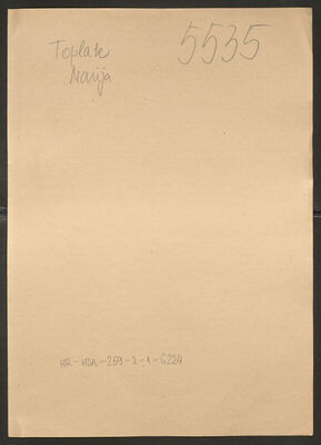 Toplak, Marija, 1914. Policijski karton