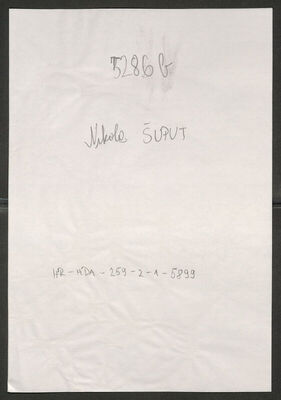 Šuput, Nikola, 1.12.1911. Policijski karton