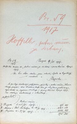 dr. Viktor Hoffiller, putni račun za svibanj i lipanj 1917. godine