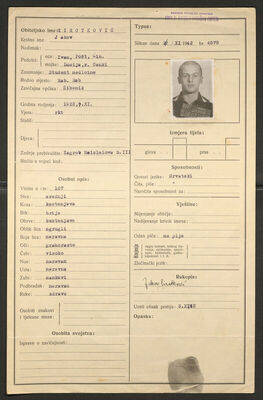 Sirotković, Jakov, 7.11.1922. Policijski karton