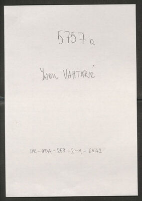 Vahtarić, Ivan, 21.4.1921. Policijski karton