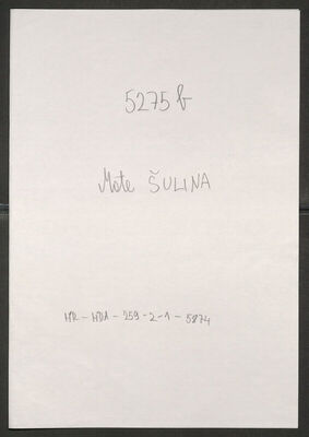 Šulina, Mate, 1904. Policijski karton