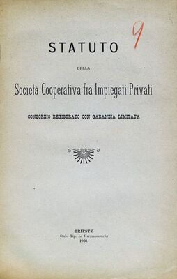 Statuto della Societa Cooperativa fra Impiegati Privati = Statut zadružnog društva među privatnim činovnicima