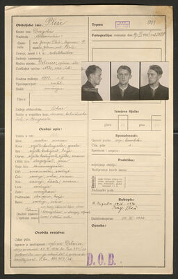 Pleše, Dragutin, 1.9.1911. Policijski karton