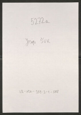 Šuk, Josip, 8.5.1892. Policijski karton