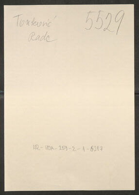 Tonković, Rade, 7.10.1908. Policijski karton