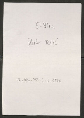 Tomić, Slavko, 7.7.1925. Policijski karton