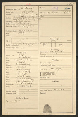 Šalković, Slavko, 23.6.1924. Policijski karton