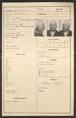 Vidović, Mihajlo, 1885. Policijski karton