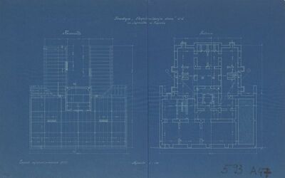 Stambena i trgovačka zgrada za eksploataciju drva, tlocrt/krovište i podrum