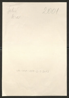 Jelić, Vera, 26.2.1912. Policijski karton