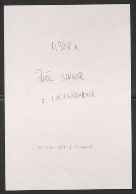 Singer, Ruža rođ. Lachenbacher, 21.10.1911. Policijski karton